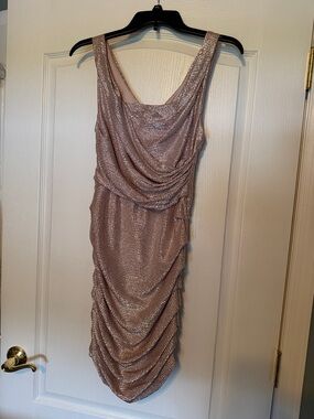 Express Rose Gold Draped Midi Dress